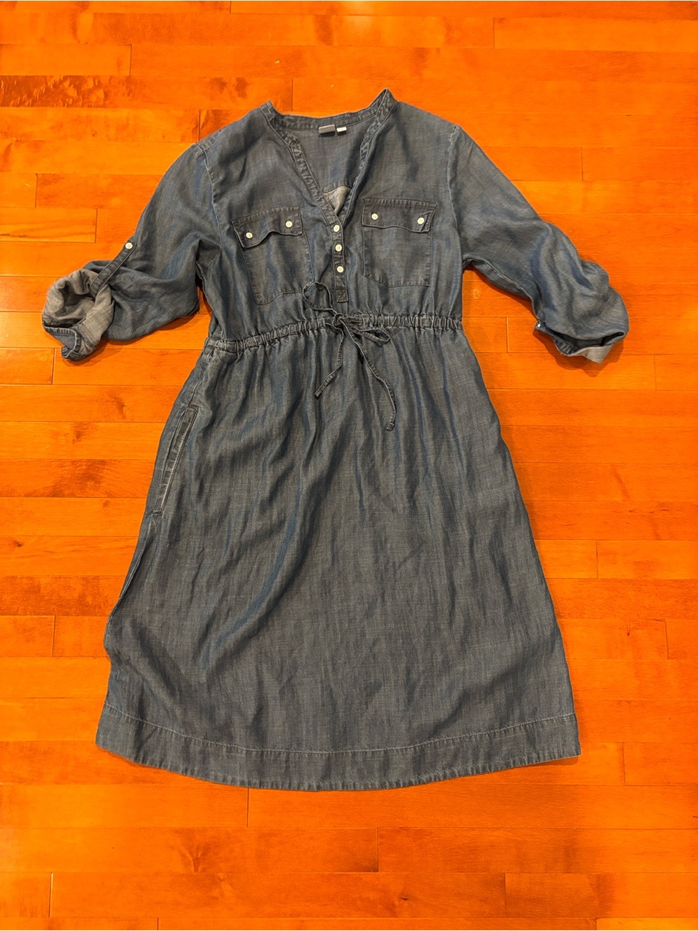 GAP Maternity V Neck Denim Dress